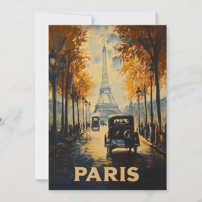 Invitación Afiche de viaje de París de los años 30 (Anverso)