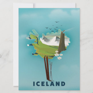 Invitación Afiche de viaje del Ilustracion Mapa de Islandia.