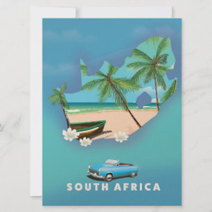 Invitación Afiche de viaje del Ilustracion Mapa de Sudáfrica.