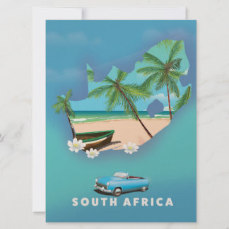Invitación Afiche de viaje del Ilustracion Mapa de Sudáfrica.
