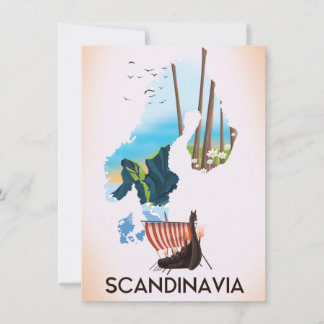 Invitación Afiche de viaje del mapa de Escandinavia