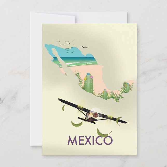 Invitación Afiche de viaje del Mapa de México (Reverso)
