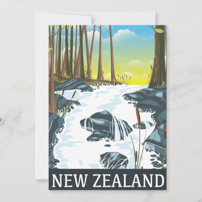 Invitación Afiche de viaje del río Nueva Zelanda (Anverso)