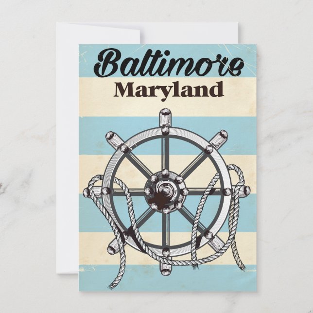 Invitación Afiche de viaje náutico del Baltimore Maryland vin (Reverso)