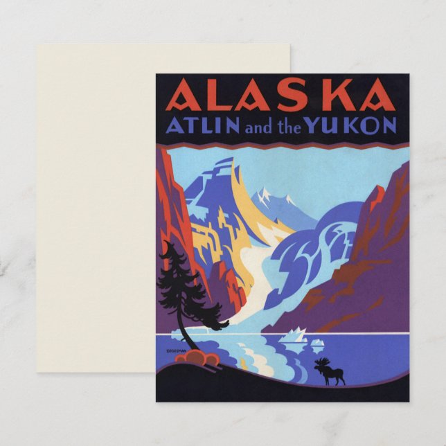 Invitación Afiche de Viajes de Alaska, Atlin y el Yukón (Anverso / Reverso)