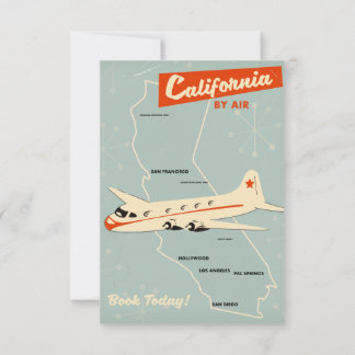 Invitación Afiche de viajes "por aire" de California al estil