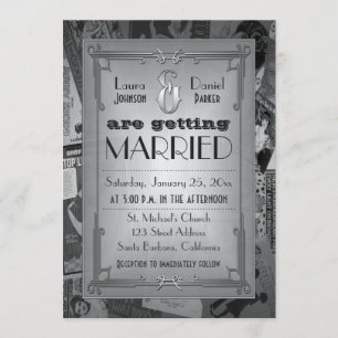 Invitación Afiches de bodas de época Art Déco