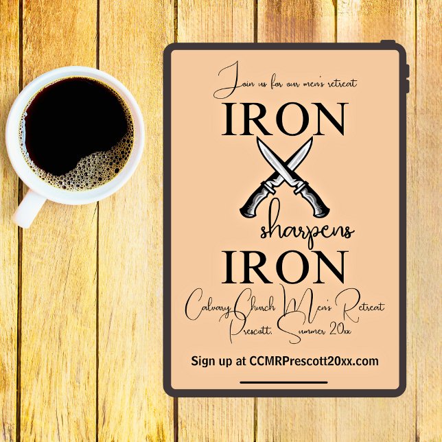 Invitación Afiladores de hierro: Ropa de hierro para hombres  (Men's Retreat Iron Sharpens Iron Christian Invitation)