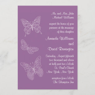 Invitación afiligranada de la boda de la mariposa