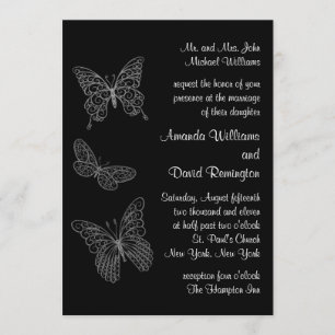 Invitación afiligranada de la boda de la mariposa