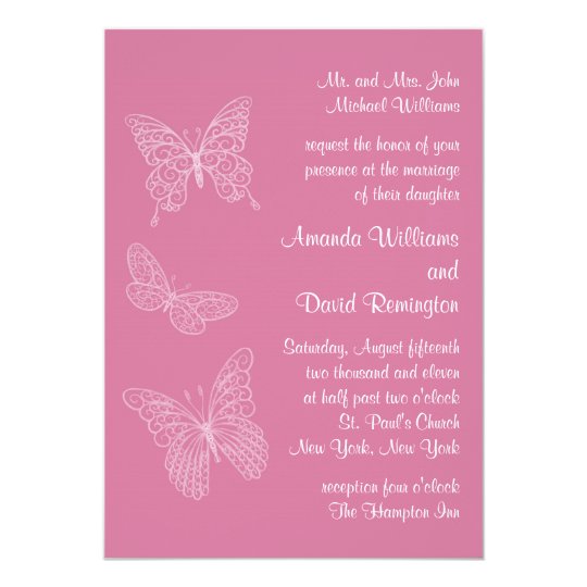 Invitación afiligranada del boda de la mariposa en