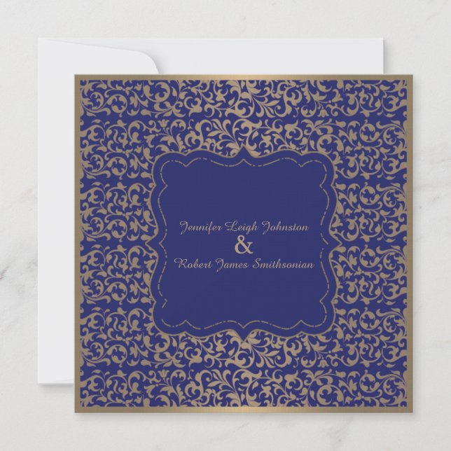 Invitación afiligranada del oro y de la boda de (Anverso)