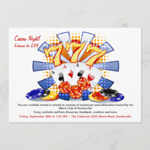 Invitación afortunada de la noche del casino