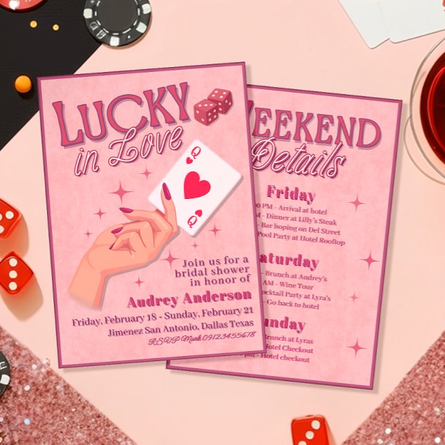 Invitación Afortunada en el amor  Despedida de soltera  (Lucky in Love Bachelorette Invitation)