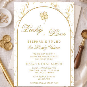 Invitación Afortunada en el Amor Elegante Bridal Shower de Tr