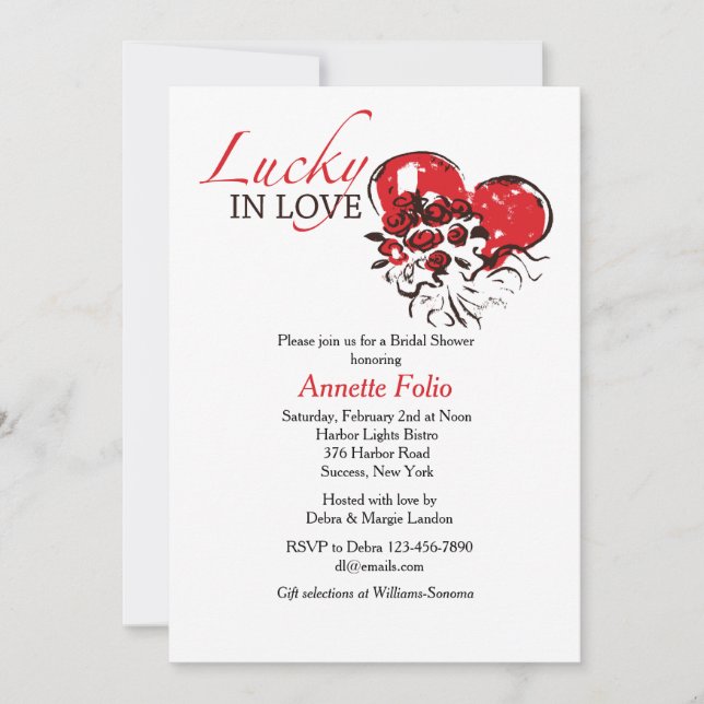 Invitación Afortunada en el amor Roses Roses Roses Bridal Sho (Anverso)