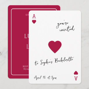 Invitación Afortunada en el amor Soltera As de Corazones
