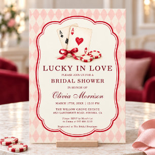 Invitación Afortunada en la ducha de novia del casino rosa