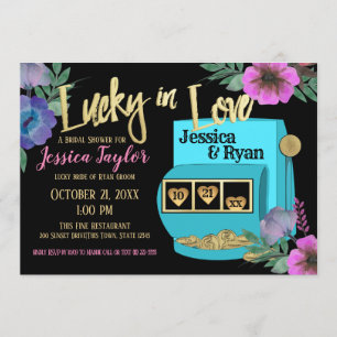 Invitación Afortunada en la ducha de novias de la máquina de