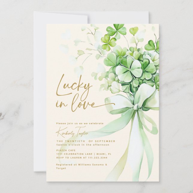Invitación Afortunada en Love St. Patrick's Day Bridal Shower (Anverso)