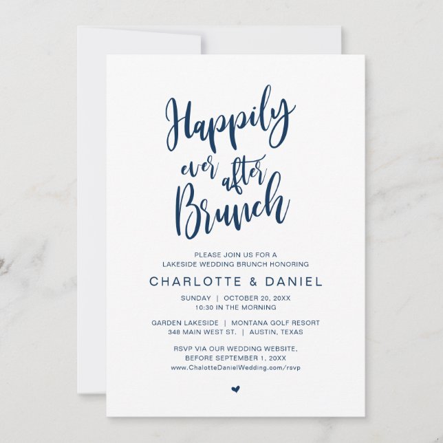 Invitación Afortunadamente Después De Brunch, Boda Elopement (Anverso)