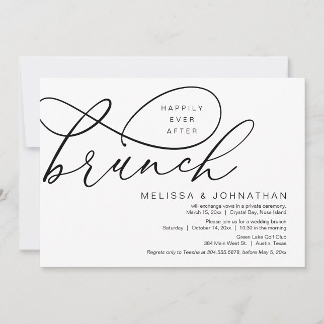 Invitación Afortunadamente Después De Brunch, Boda Elopement (Anverso)