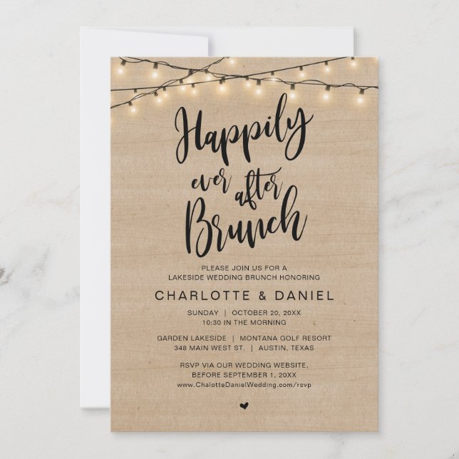Invitación Afortunadamente Después De Brunch, Boda Elopement (Anverso)