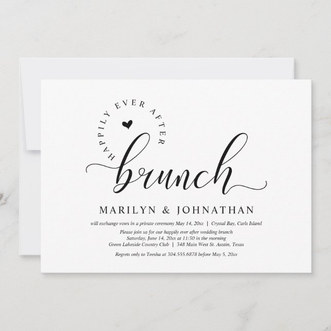Invitación Afortunadamente Después De Brunch, Boda Elopement (Anverso)