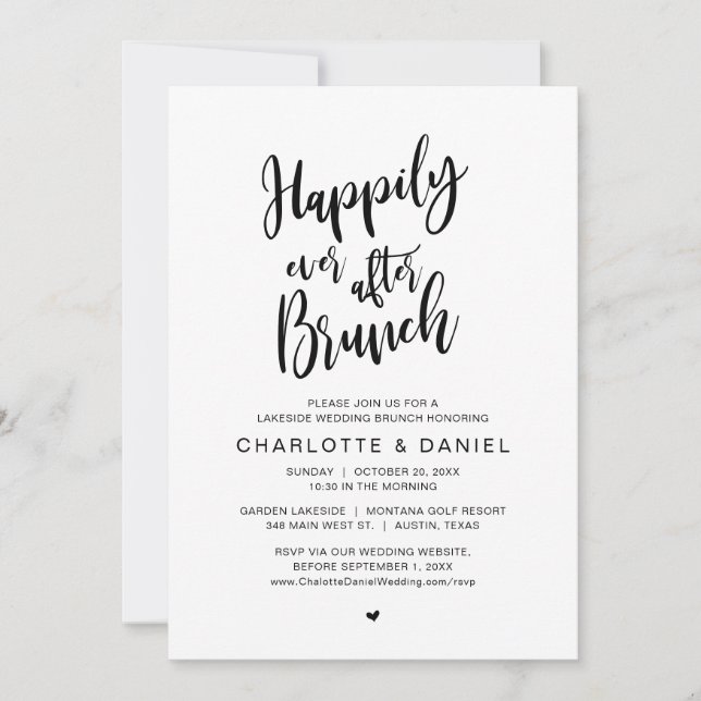 Invitación Afortunadamente Después De Brunch, Boda Elopement (Anverso)
