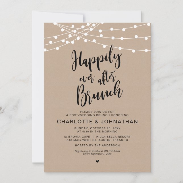 Invitación Afortunadamente Después De Brunch, Boda Post Elope (Anverso)