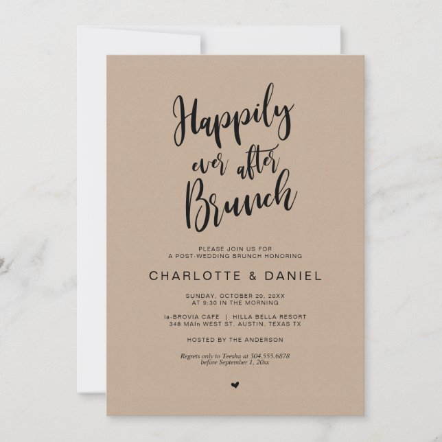 Invitación Afortunadamente Después De Brunch, Boda Post Elope (Anverso)
