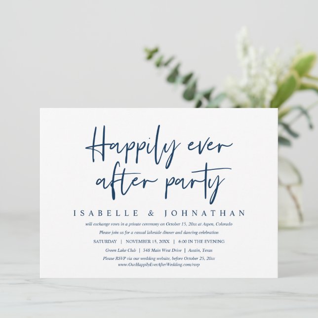 Invitación Afortunadamente Después De Casual Boda Fiesta De E (Anverso de pie)