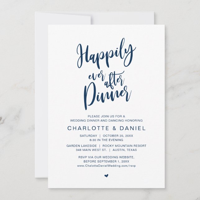 Invitación Afortunadamente Después De Cenar, Boda Elopement (Anverso)