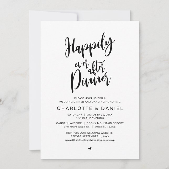 Invitación Afortunadamente Después De Cenar, Boda Elopement (Anverso)