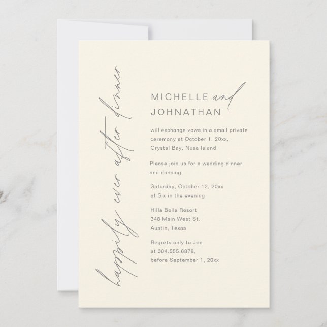 Invitación Afortunadamente Después De Cenar, Boda Fiesta De E (Anverso)
