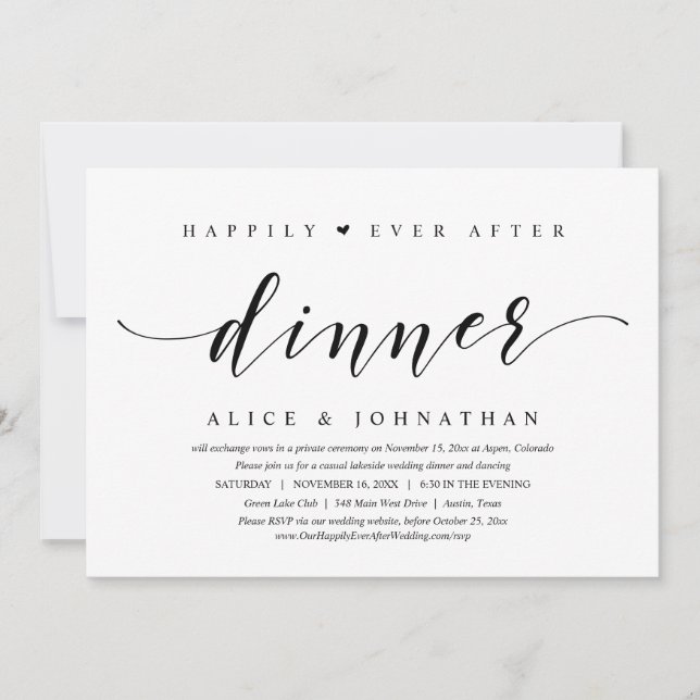 Invitación Afortunadamente Después De Cenar, Boda Fiesta De E (Anverso)