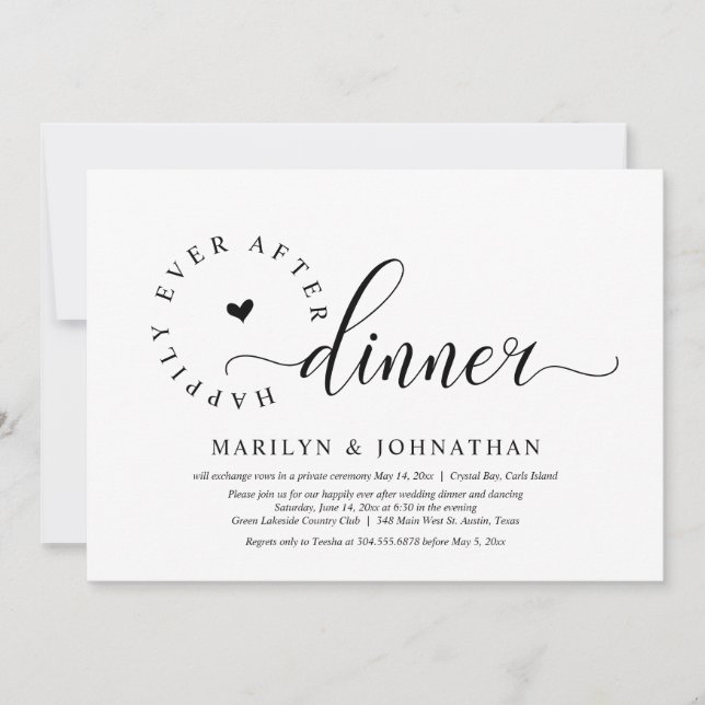 Invitación Afortunadamente Después De Cenar, Boda Fiesta De E (Anverso)