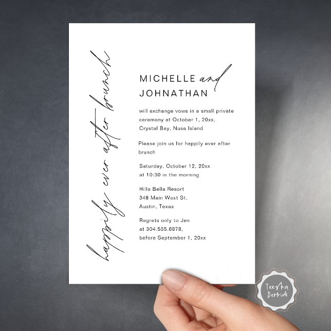 Invitación Afortunadamente Después De Cenar, Boda Fiesta De E (Happily Ever After Party, Wedding Brunch Celebration Invitation Card, Printed and Digital File.)