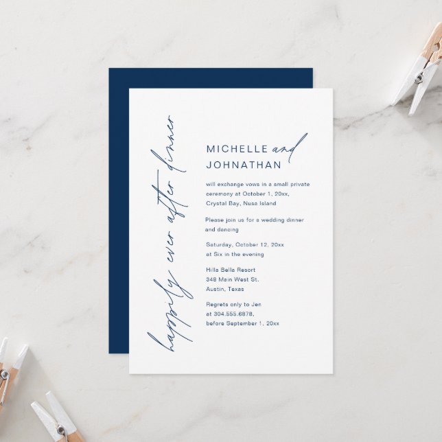 Invitación Afortunadamente Después De Cenar, Boda Fiesta De E (Anverso/Reverso In Situ)