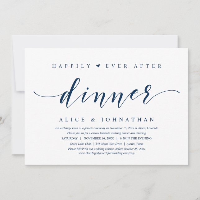 Invitación Afortunadamente Después De Cenar, Boda Fiesta De E (Anverso)