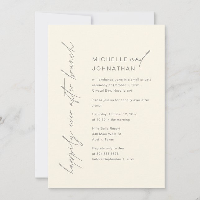 Invitación Afortunadamente Después De Cenar, Boda Fiesta De E (Anverso)