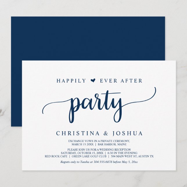 Invitación Afortunadamente, Después De Fiesta, La Marina Azul (Anverso / Reverso)