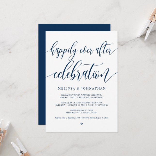Invitación Afortunadamente, después de la celebración, negro, (Anverso/Reverso In Situ)