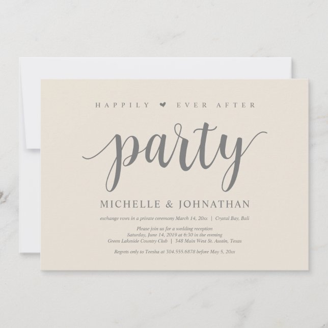 Invitación Afortunadamente después de la cena de fiesta, boda (Anverso)