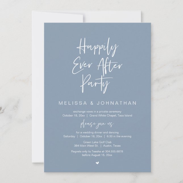 Invitación Afortunadamente Después De La Cena De Fiesta, Boda (Anverso)