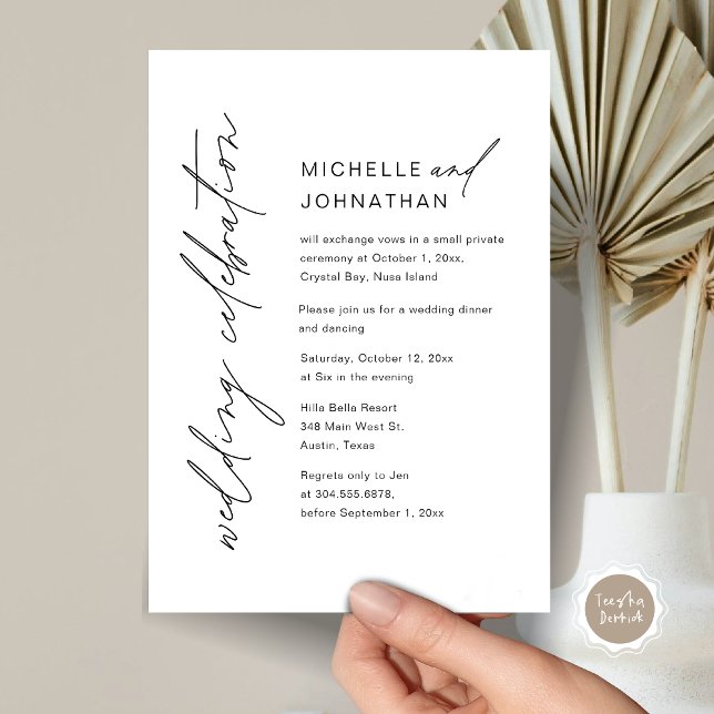 Invitación Afortunadamente Después De La Cena De Fiesta, Boda (Happily Ever After Party, Wedding Elopement Celebration Invitation Card, Printed and Digital File.)