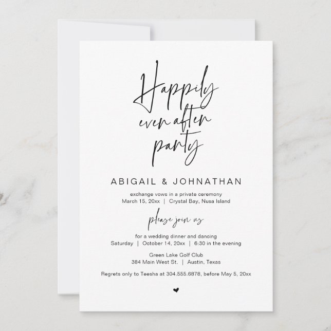 Invitación Afortunadamente Después De La Cena De Fiesta, Boda (Anverso)