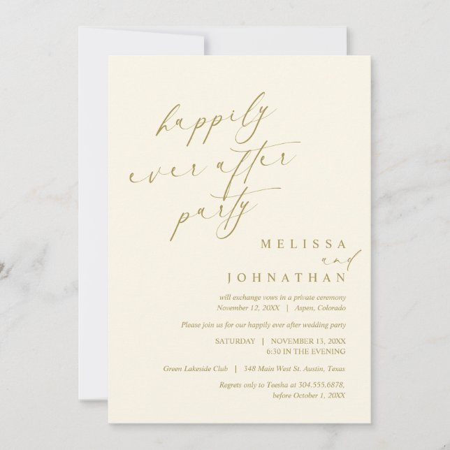 Invitación Afortunadamente Después De La Cena De Fiesta, Boda (Anverso)