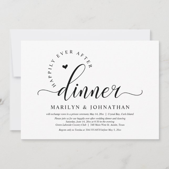 Invitación Afortunadamente Después De La Cena De Fiesta, Boda (Anverso)