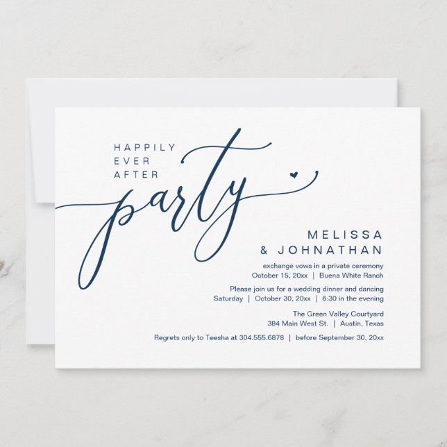 Invitación Afortunadamente Después De La Cena De La Recepción (Anverso)